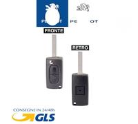 Guscio Chiave Peugeot 2 Tasti con Vano Batteria e Lama a Punta Cover Ricambio
