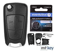 Guscio per chiave a scatto con telecomando, 2 tasti, HU100 + batteria compatibile con Opel