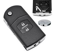 Guscio per chiave a scatto con telecomando, chiave vergine + batteria compatibile con Mazda