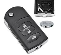 Guscio per chiave a scatto con telecomando, chiave vergine + batteria per Mazda