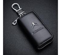 Guscio Portachiavi per Auto per Citroen C1 / 3-türer (Bj.2005-2013) -, Portachiavi per Telecomando Auto Proteggi Chiavi PU con Cerniera Portachiavi,Black