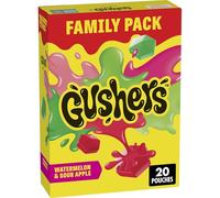 Gushers Snack per bambini con sapore di frutta, anguria e mela acida, 20 bustine, confezione familiare, 473 ml