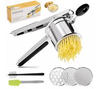 Gusmigus Schiacciapatate in Acciaio Inox con 3 Setacci Intercambiabili e Spazzola, Passaverdura 450 ml per Purè, Gnocchi, Spätzle e Verdure