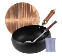 Gusseisen Topf,Antihaft Kochtopf Zum Kochen - Küchenutensilien Mit Holzgriff Für Induktion Haushalt Wohnung Restaurant Camping Grill