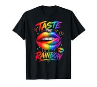 Gusta Le Labbra Arcobaleno Colorate Maglietta