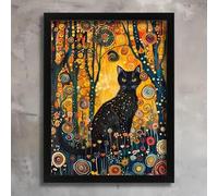 Gustav Klimt Black Cat Garden Flowers Wall Art Poster Print Picture A3 A4 A5 Poster A5 - Ispiratrice Motivazionale Arte da parete Vita quotidiana Citazione incoraggiante Frasi brevi famose Parole isp