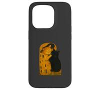 Gustav Klimt The Kiss Cat Parodia Art Nouveau Funny Cats Custodia per iPhone 15 Pro