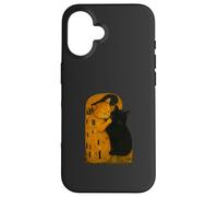 Gustav Klimt The Kiss Cat Parodia Art Nouveau Funny Cats Custodia per iPhone 16