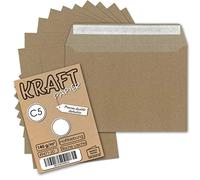 Gustav Neuser® - 25 buste per lettere, formato DIN C5, in carta kraft, 140 g/m², 229 x 162 mm, colore marrone, interno grigio