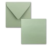Gustav Neuser Serie FarbenFroh - Set di 25 biglietti singoli quadrati, da 15 x 15 cm, con buste, ideale per biglietti di auguri e altro ancora, colore eucalipto