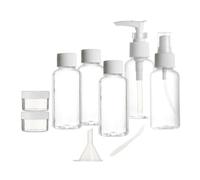 Gustav Voss Set di 10 beauty case serie Capri, 1 flacone a pompa, 3 bottiglie per shampoo, balsamo e gel doccia, 1 flacone spray, 2 barattoli per crema, 1 spatola per barattoli di crema, 1 imbuto