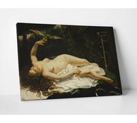 Gustave Courbet Donna con Pappagallo Stampa su Tela Cotone Vernice Pennellate