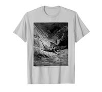 Gustave Dore Angelo Che Cade dal Cielo Pittura Maglietta, Uomo, Argento, L