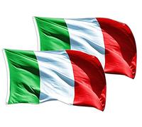 GUSTO 2 Bandiere Italia 90 x 150 cm con 2 Occhielli in Metallo Resistente alle Intemperie e Sbandieramento Tricolore Azzurri Nazionale (Italia - 2 pezzi)