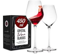 Gusto Nostro Set di 2 bicchieri da vino in vetro di cristallo, per vino rosso e bianco, lavabili in lavastoviglie, eleganti, grandi e alti, per matrimoni, Natale, anniversari