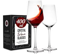 Gusto Nostro Set di 2 bicchieri da vino in vetro di cristallo, per vino rosso e bianco, lavabili in lavastoviglie, eleganti, grandi e alti, per matrimoni, Natale, anniversari