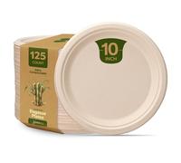 GUSTO Piatti di carta kraft resistenti, 100% compostabili, biodegradabili, usa e getta, 125 pezzi, 25 cm, marrone non sbiancato