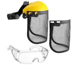GUSTO Set Visiera Casco Decespugliatore con Rete in Acciaio, 3 Pezzi