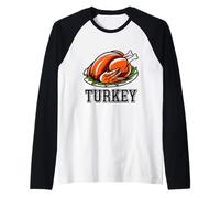 Gustosa illustrazione di tacchino perfetto per il Ringraziamento Maglia con Maniche Raglan