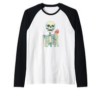 Gustoso gelato e scheletro sorridente felice Maglia con Maniche Raglan
