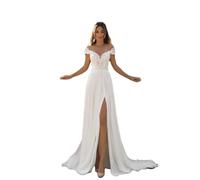 GUSUDRESS Abito da Sposa Slim Monospalla con Spacco e Coda