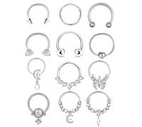 GUSXPPD 12pcs Septum Piercing Jewellery, Anelli Per Il Naso In Acciaio Inox, Anelli Per Il Naso A Cerchio, Gioielli Con Piercing A Ferro Di Cavallo, Piccolo Cerchio Per Il Naso, Anello Per Il Setto
