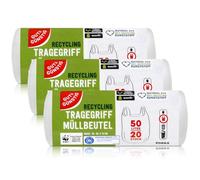 Gut & Günstig Sacchetti della spazzatura con manici 50L (20 pezzi) - Confezione da 3 - Resistenti allo strappo e impermeabili - (3 x 20 pezzi)