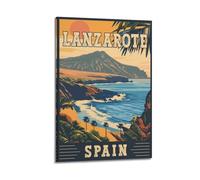 GUTAITER Lanzarote Spagna vintage Travel Art poster attraente retrò stampa artistica da parete su tela per la stanza estetica 20 x 30 cm con cornice