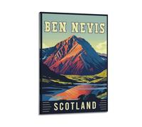 GUTAITER Poster artistico da parete con stampa artistica da parete in stile vintage di Ben Nevis, Scozia, attraente, retrò, estetico, 50 x 75 cm, con cornice, stile 3