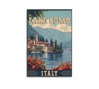 GUTAITER Poster artistico da parete vintage sul Lago di Como Italia, stampa artistica da parete in stile retrò attraente per ambienti estetici 50 x 75 cm, senza cornice, stile 2