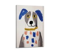 GUTAITER Poster minimalisti colorati con ritratti di cani, stampe artistiche da parete in stile retrò su tela per aule Ofiice, 20 x 30 cm, con cornice, stile 2