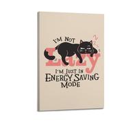 GUTAITER Poster motivazionali con scritta "I'm Not Lazy-Black Cat", stampa artistica da parete in stile retrò, estetica, per aule, 20 x 30 cm, con cornice