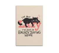 GUTAITER Poster motivazionali con scritta "I'm Not Lazy-Black Cat", stampa artistica da parete in stile retrò, per aule scolastiche, 30 x 45 cm, senza cornice