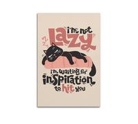 GUTAITER Poster motivazionali con scritta "I'm Not Lazy-Black Cat", stampa artistica da parete in stile retrò, per aule scolastiche, 60 x 90 cm, senza cornice, stile 2
