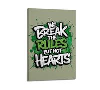 GUTAITER Poster motivazionali con scritta "We Break The Rules But Not The Hearts", stampa artistica da parete in stile retrò, per aule scolastiche, 50 x 75 cm, con cornice, stile 2