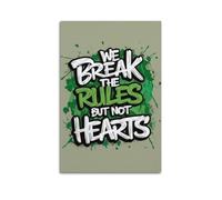 GUTAITER Poster motivazionali con scritta "We Break The Rules But Not The Hearts", stampa artistica da parete in stile retrò, per aule scolastiche, 50 x 75 cm, senza cornice, stile 2