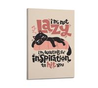 GUTAITER Poster motivazionali I'm Not Lazy-Black Cat, stampa artistica da parete in stile retrò, per aule, 40 x 60 cm, con cornice, stile 2