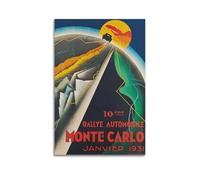 GUTAITER Poster vintage Rallye Automobile Monte Carlo, stampa artistica da parete in stile retrò estetico ispiratore, per aule scolastiche, 60 x 90 cm, senza cornice