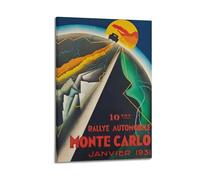 GUTAITER Poster vintage Rallye Automobile Monte Carlo, stampa artistica da parete in stile retrò estetico ispiratore, per aule scolastiche, 50 x 75 cm, con cornice
