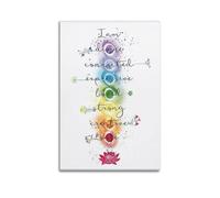 GUTAITER Stampa su tela con citazioni sui chakra, poster per yoga, meditazione, arte da parete con fiore di loto, mandala, poster motivazionale, poster spirituale, attraente, retrò, stampe su tela per