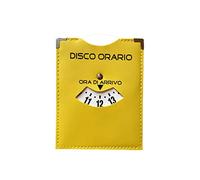 GUTE LINES Disco Orario Parcheggio, Disco di Parcheggio e Chip del Carrello, Orario Parcheggio 8-20, Similpelle con Rifiniture Cucite e Angoli Rafforzati, 13x10cm (Giallo)