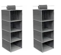 GUTE LINES Organizer Armadio da Appendere, Mensole da Armadio, Portatutto con 4 Scomparti, Per Vestiti, Cappello, Calze, Mutande, Asciugamani, 80 x 30 x 30cm (2PCS - grigio argento)