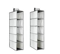 GUTE LINES Portatutto con 5 Scomparti, Organizer Armadio Mensole da armadio, Per Vestiti, Calze, Mutande, Asciugamani, Accessori e Altro, H70 x 30 x 15cm, 2Pezzi (grigio chiaro)
