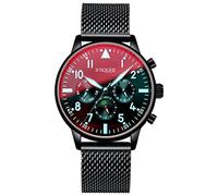 Gute Orologio da uomo meccanico automatico, analogico nero, data, cinturino in acciaio inox, orologio sportivo, regalo, Nero , Bracciale