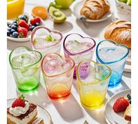 Gute Set di 6 bicchierini da shot colorati da 42,5 g, a forma di cuore, con base pesante, per whisky, tequila, liquori e liquori, San Valentino, addio al celibato (colorati)