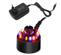 Gutecomuik Mist Maker, 12 LED Mister Fogger Acqua Fontana Stagno Nebbia Macchina Atomizzatore Umidificatore d'aria, Fontana Interna Perfetto per Halloween Decorazione (nero)