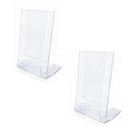 GUTEINTE Espositore da Tavolo Porta Poster, Portafoto con Angolare Regolabile Supporto per Espositore A5/A6/A4, Chiaro Acrilico Poster per Ristorante, Negozio, Hotel, Mostra (2PCS, A5 VERTICALE)