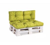 Gutekissen® cuscini per pallet cuscini per divani da giardino cuscini trapuntati riempiti con schiuma granulare Poulirette PPI (Set (Cuscino di seduta 120x80 +Schienale 120x40), Lime)