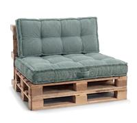 Gutekissen® Cuscino per pallet con maniglia, cuscino per divano da giardino, riempito con imbottitura in schiuma PU frantumata, diversi colori e dimensioni PPLU (verde, schienale 120 x 40)