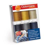 Gutermann 731144-1-Set di Fili in Denim, 100 m x 6 Bobine, Multicolore